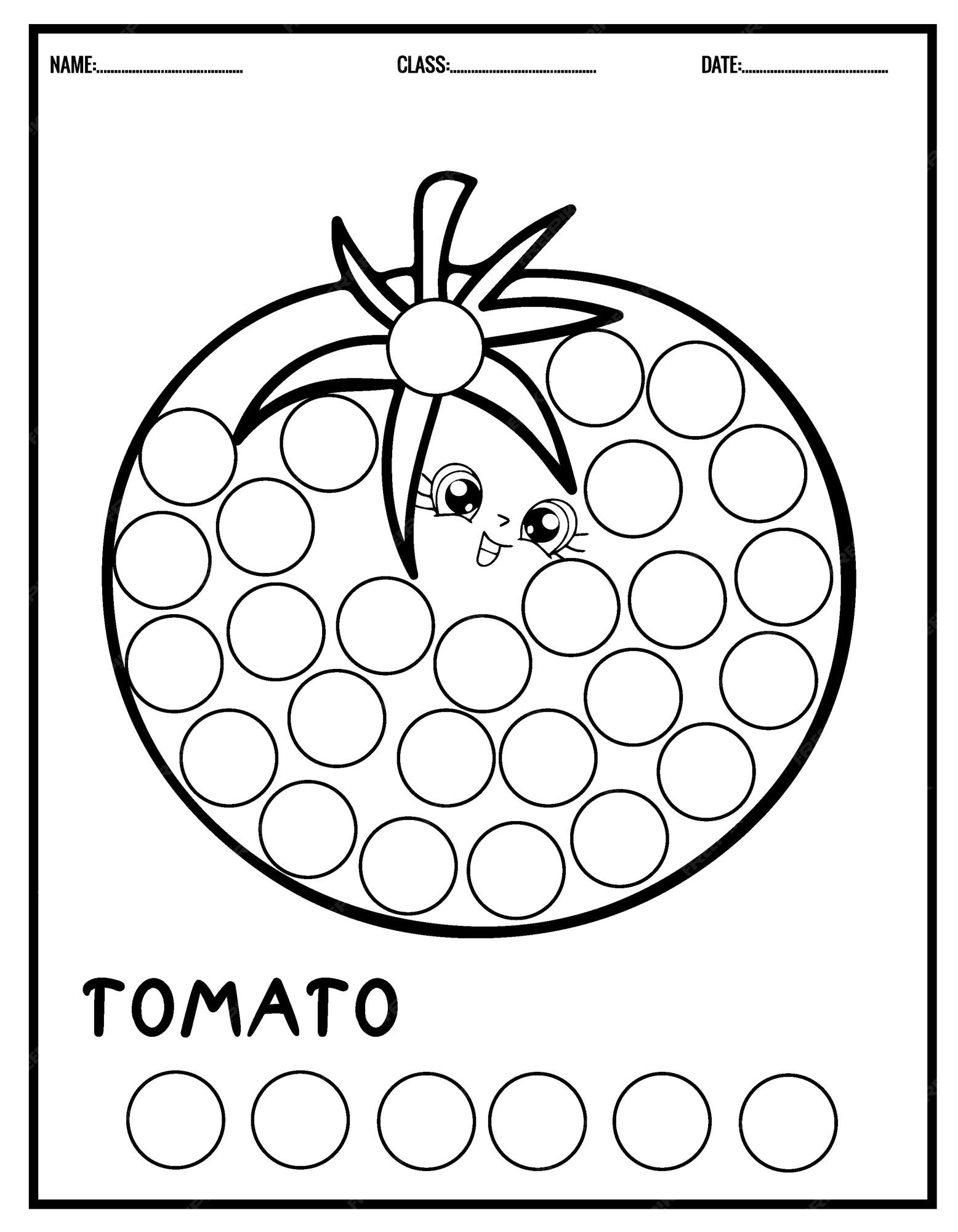 Premium vector cute cartoon in kawaii style coloring book dot markers for kids
