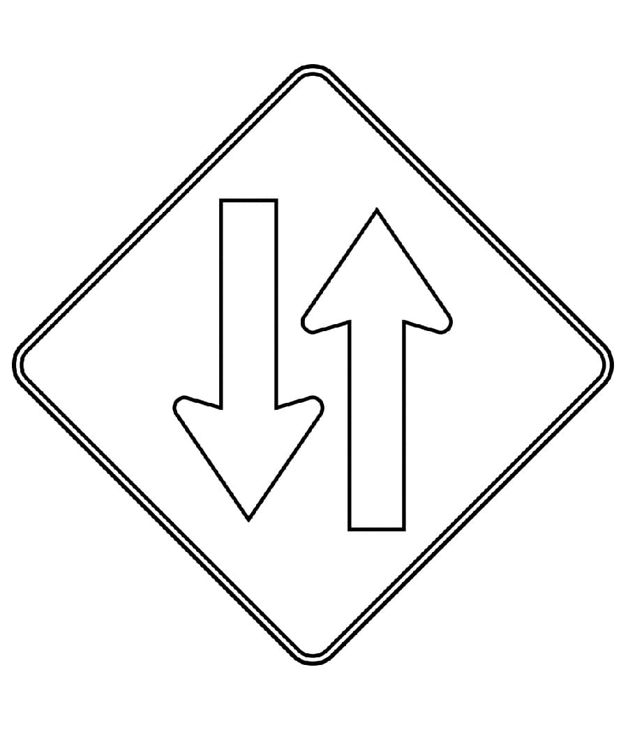 No pedestrians crossing road sign coloring page