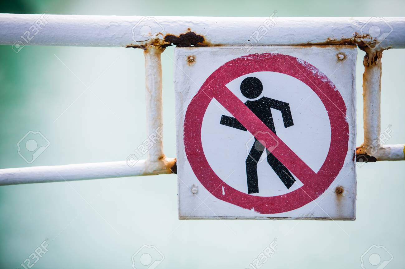 Color detail of a forbidden passage sign stock photo picture and royalty free image image