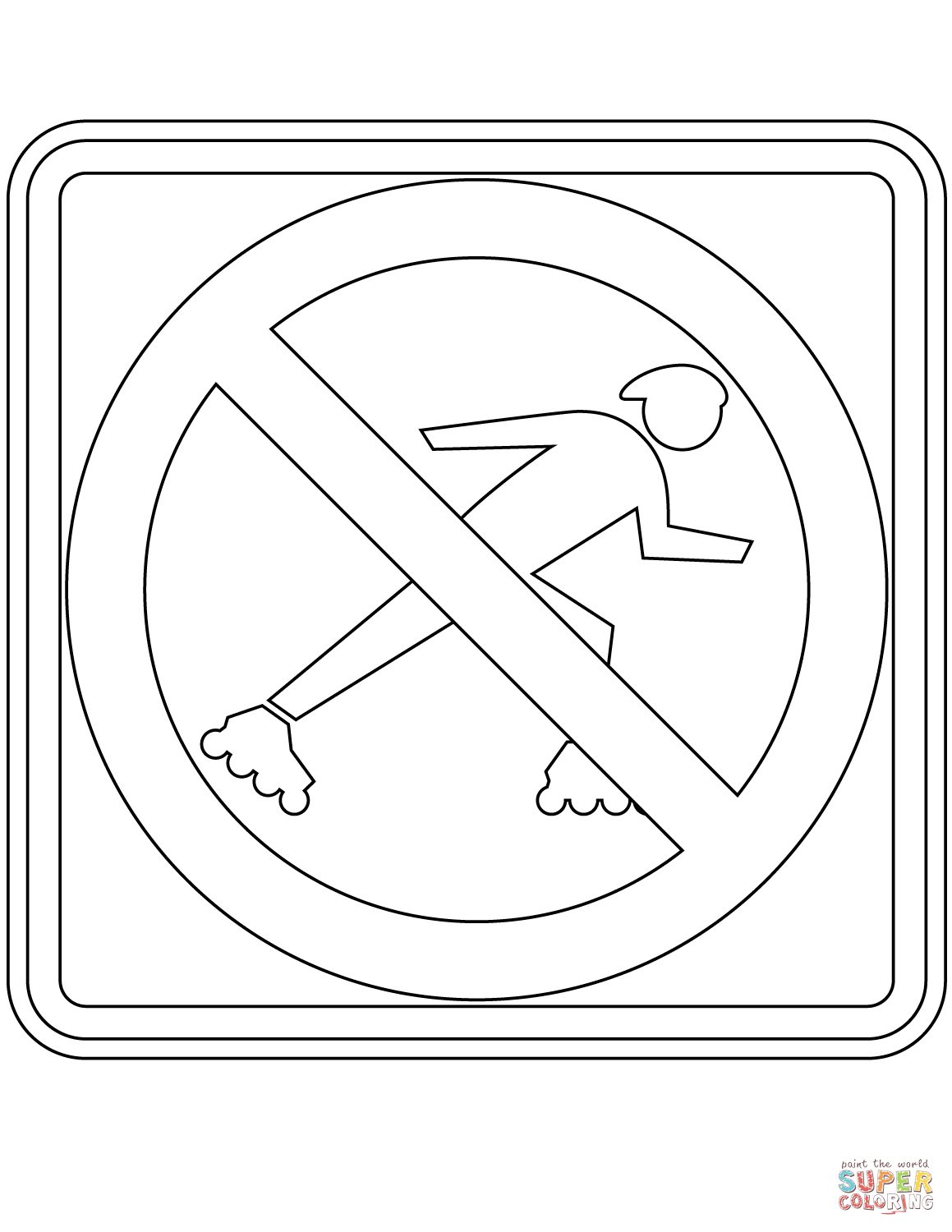 No rollerblading sign in the usa coloring page free printable coloring pages