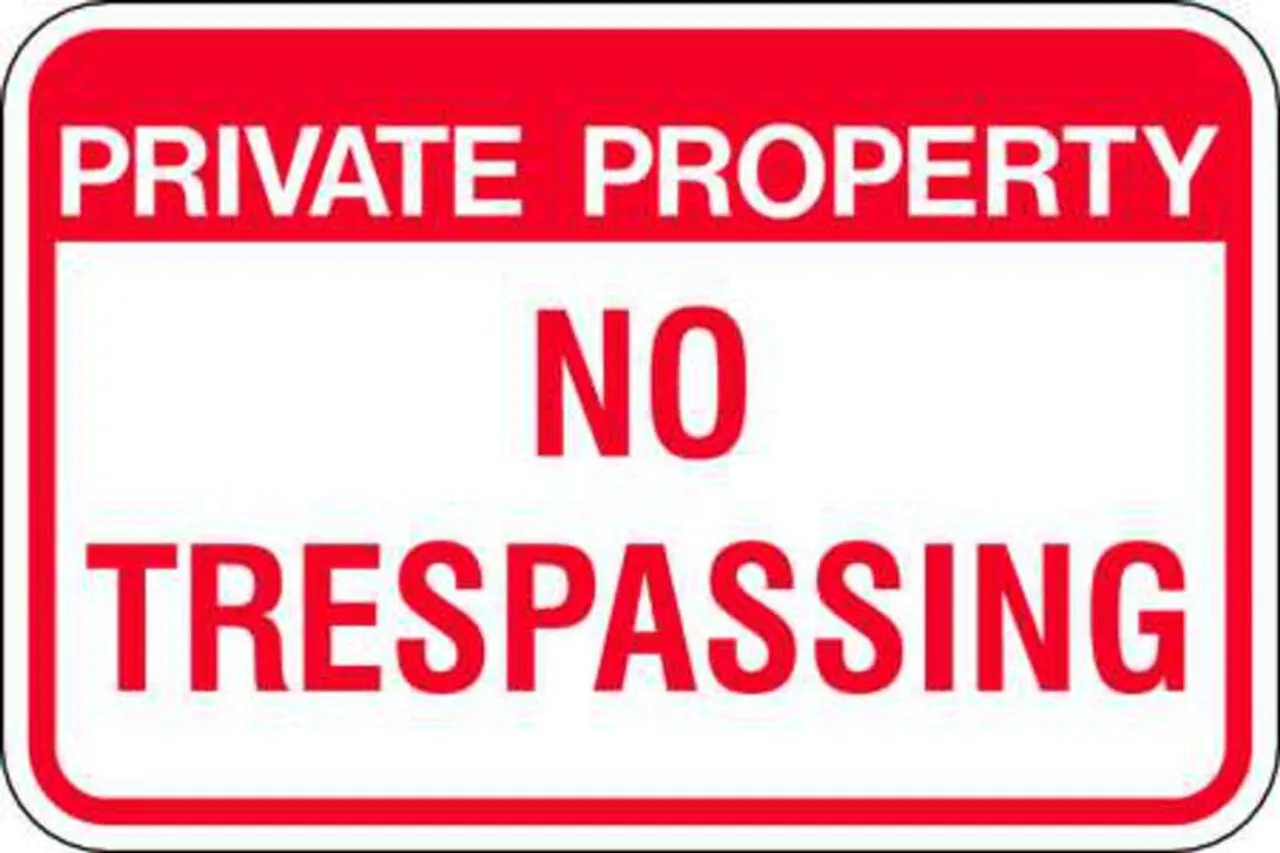 Private property no trespassing sign h x w zing