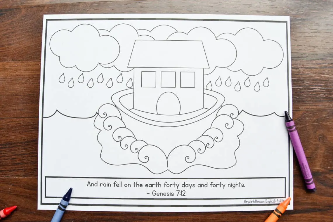 Noahs ark coloring pages â mary martha mama