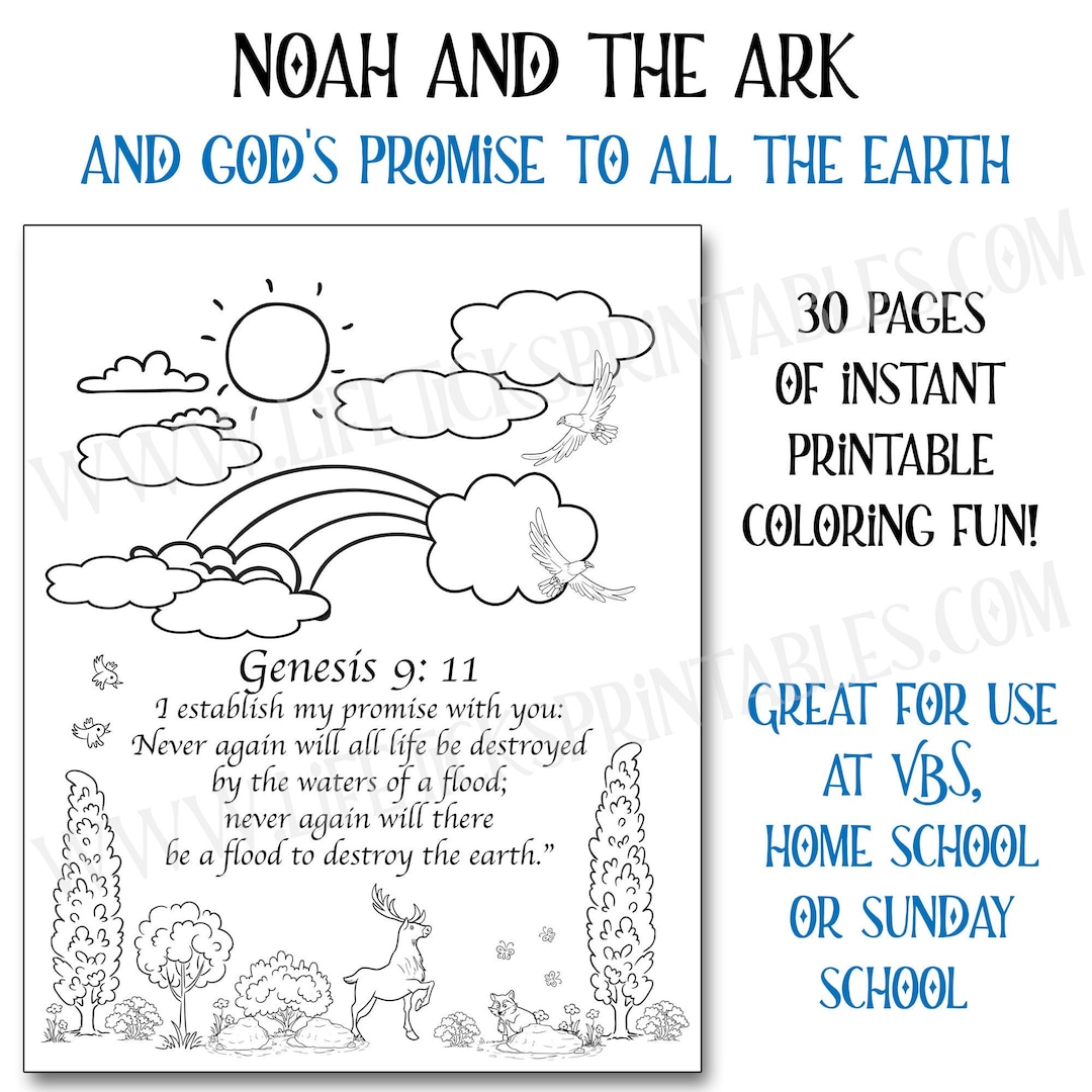 Noah and the ark coloring pages gods rainbow promise to noah in genesis home vbs or sunday school activity
