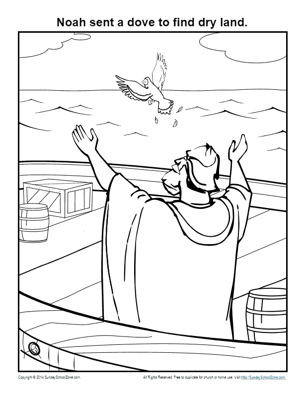 Bible coloring pages noah sent a dove