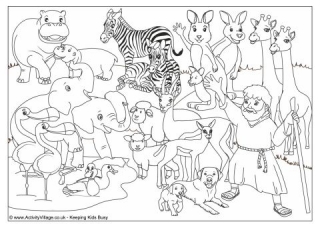 Noahs ark animals louring page