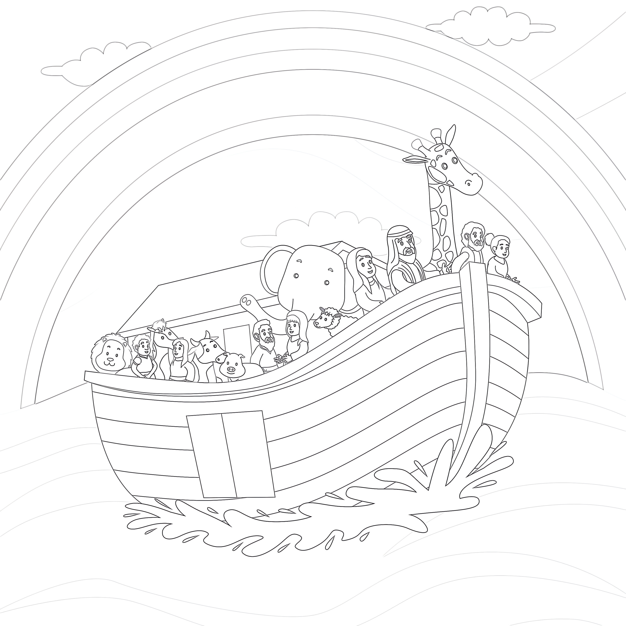 Printable noah and the ark coloring page
