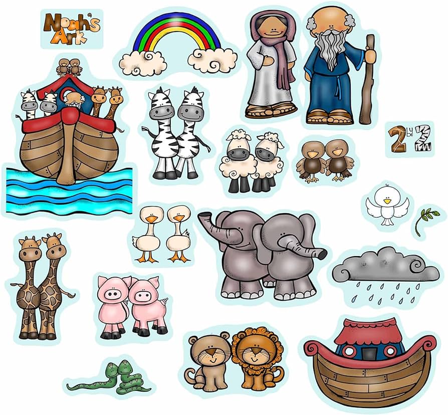 Noahs ark felt story set bible flannel board stories pieces activity pages precut figures noah toys games