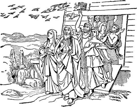 Noahs family leaves the ark coloring page free printable coloring pages
