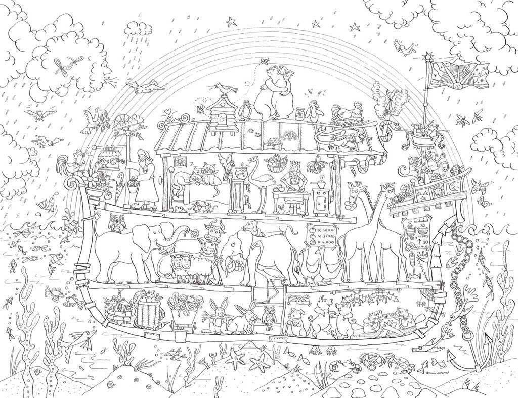 Noahs ark colouring poster â