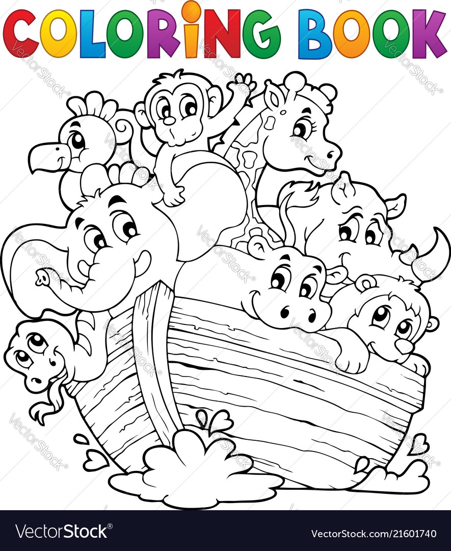 Coloring book noahs ark theme royalty free vector image