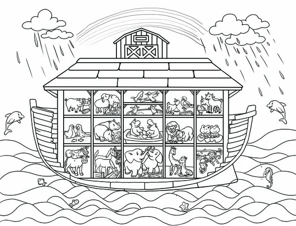 Coloring pages childish style illustration noahs ark ocean waves full stock illustration by zolgagmail