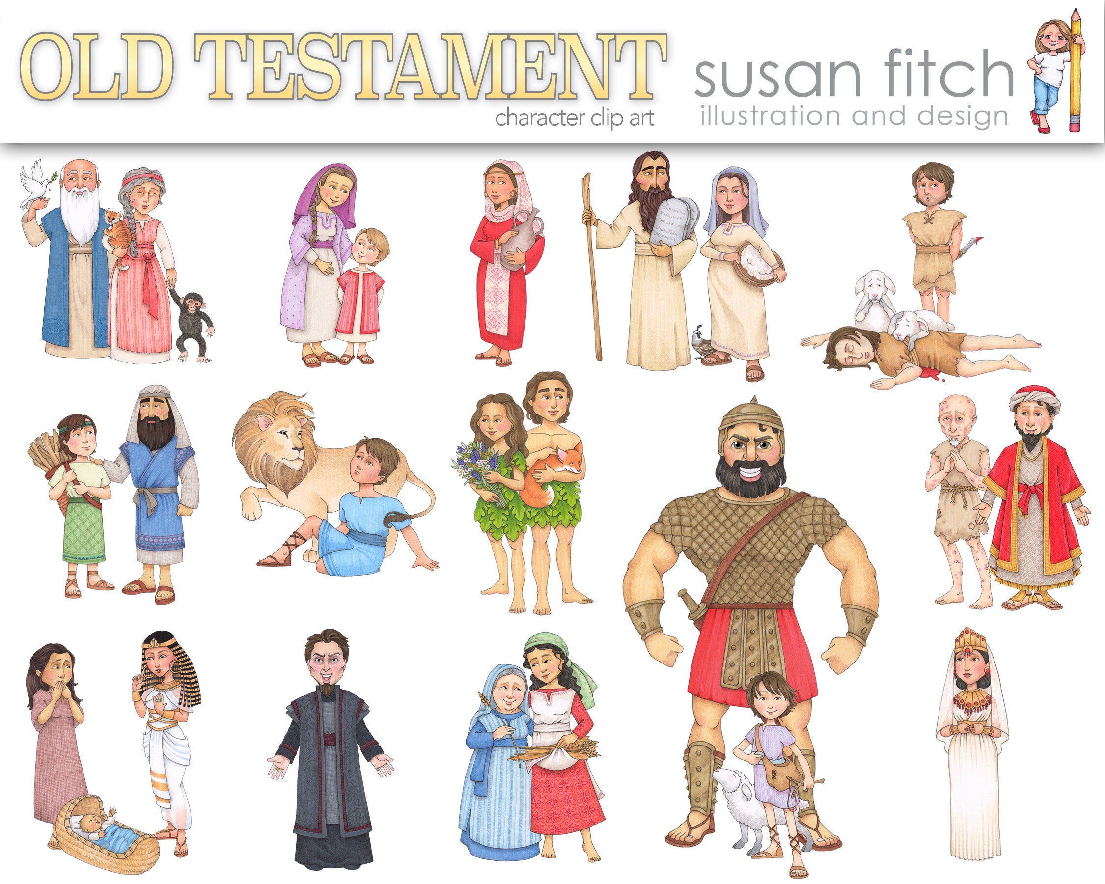 Old testament characters digital clip art