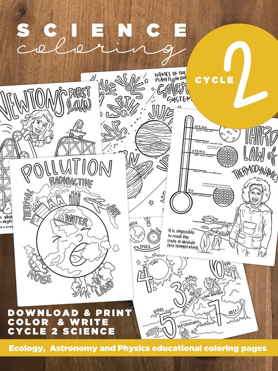 Fresh new look cycle science coloring instant download