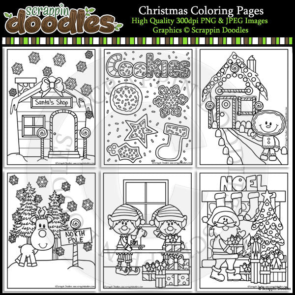 Christmas coloring pages â scrappin doodles