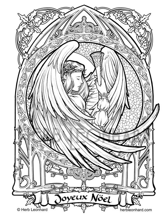 Holiday art nouveau coloring pages santa noel herb leonhard adult coloring digital coloring pages printable color download now