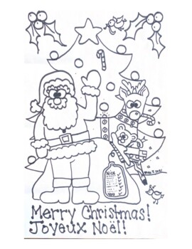 Merry christmas joyeux noãl coloring page by e kaley thompson tpt