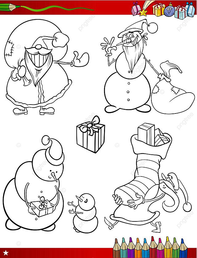 Cartoon christmas themes coloring page papa noel happy costume vector papa noel happy costume png and vector with transparent background for free download