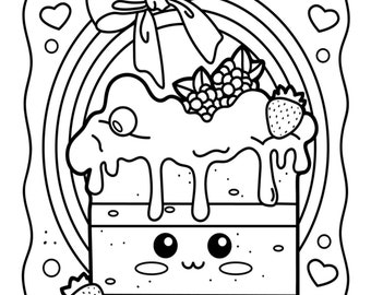Sweet savory kawaii food coloring pages fun for all ages kids and adults pages cute cartoon coloring designs digital download