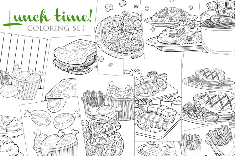 Lunch time junk food sandwich chicken noodle coloring set