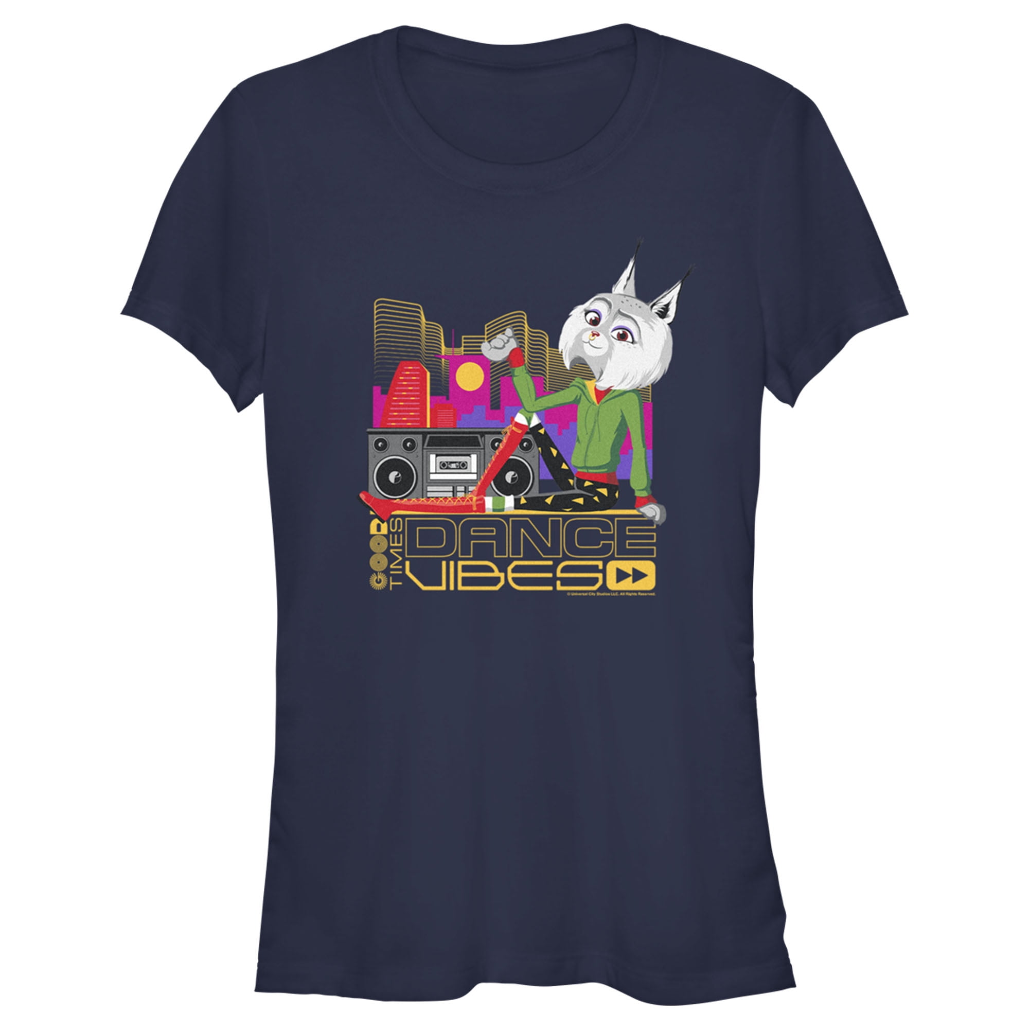Juniors sing nooshy good times dance vibes graphic tee navy blue small