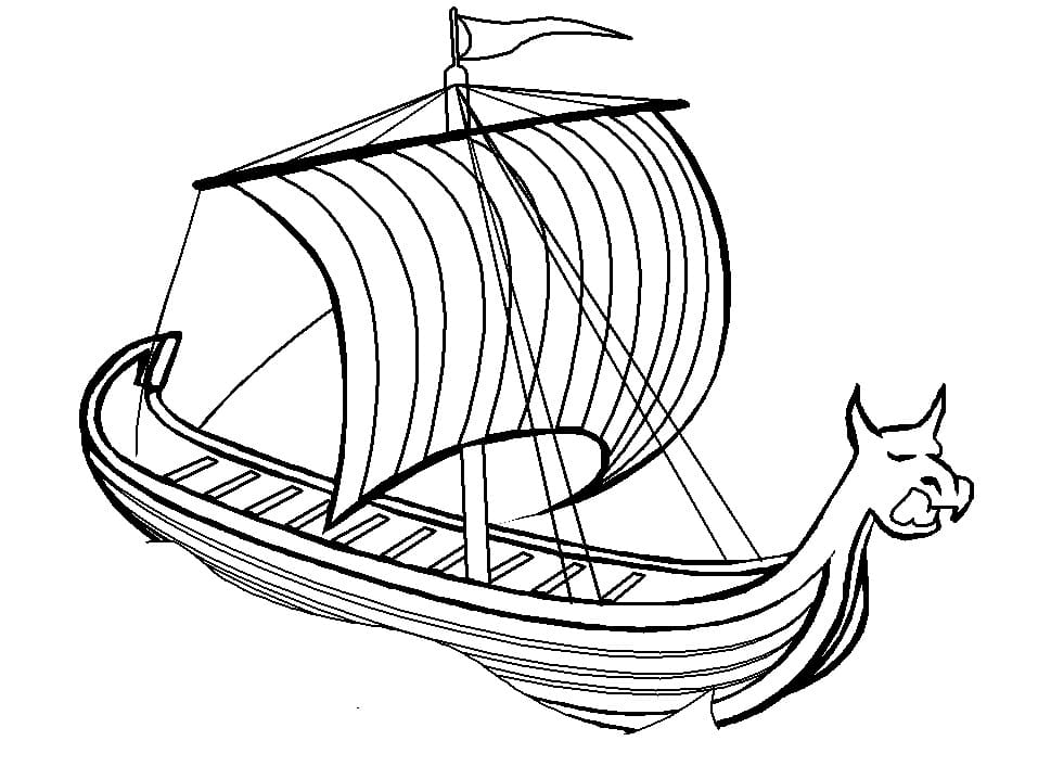 Norway viking longship coloring page