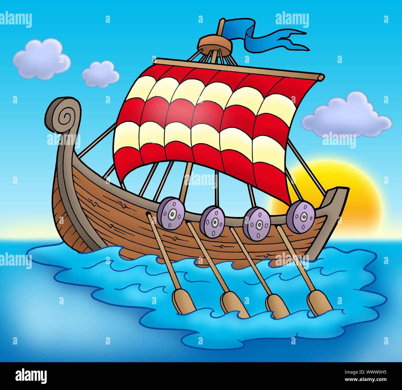 Viking boat on sea