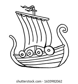 Marine coloring book antistress ships vikings arkivvektor royaltyfri
