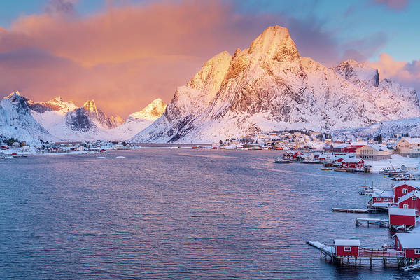 Norway nordland lofoten islands moskenesoy reine village art print by sebastian wasek
