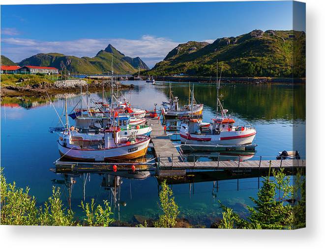 Norway nordland scandinavia lofoten islands typical fishing boats canvas print canvas art by olimpio fantuz
