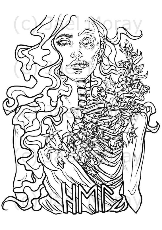Hel norse goddess printable coloring page altar art