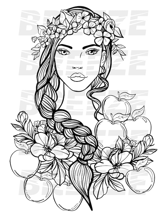 Printable norse pagan coloring page idunn
