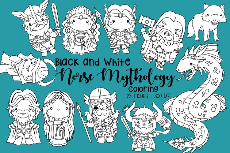 Black and white coloring norse myth â studio