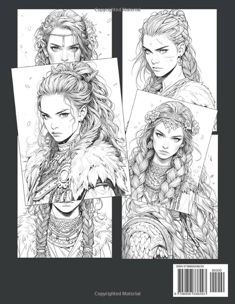 Viking women coloring book dive into norse legends with beautiful viking girls coloring pages brave beauties illustrations for stress relief relaxation azaan richardson books