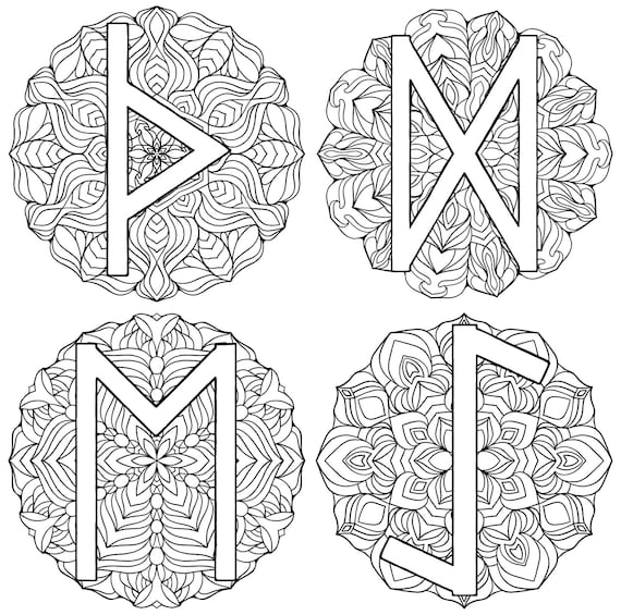 Norse rune mandala coloring pages
