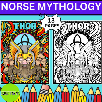 Norse mythology coloring pages gods goddesses viking mindfulness by qetsy