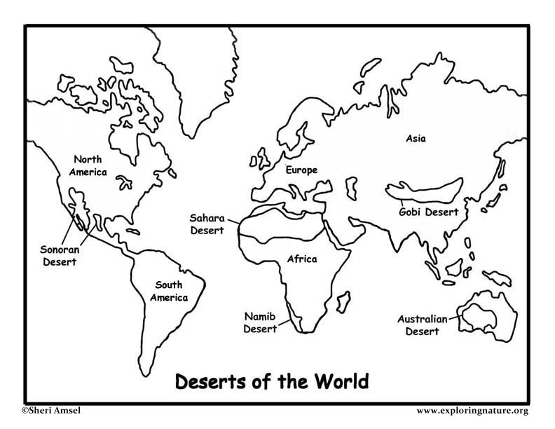 Deserts of the world coloring page
