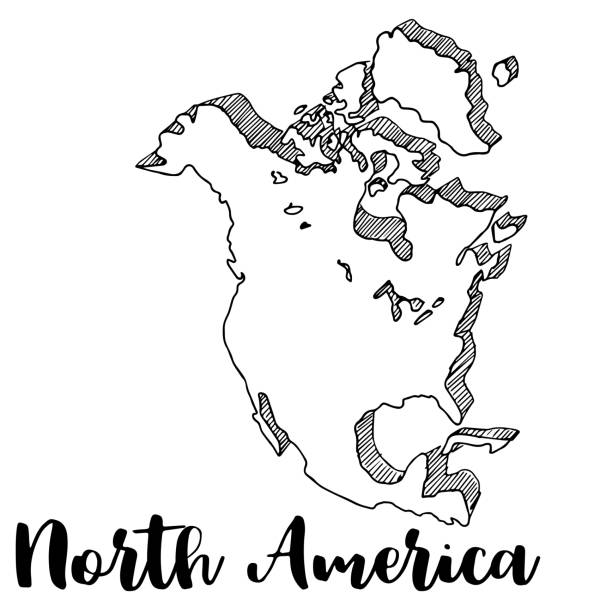 Hand drawn north america map sketchvector illustration stock illustration
