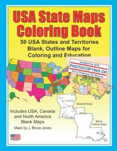 World of maps ser usa state maps coloring book usa states and territories blank outline maps for coloring and education by j jones and j jones trade paperback for
