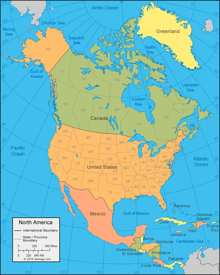 North america map and satellite image