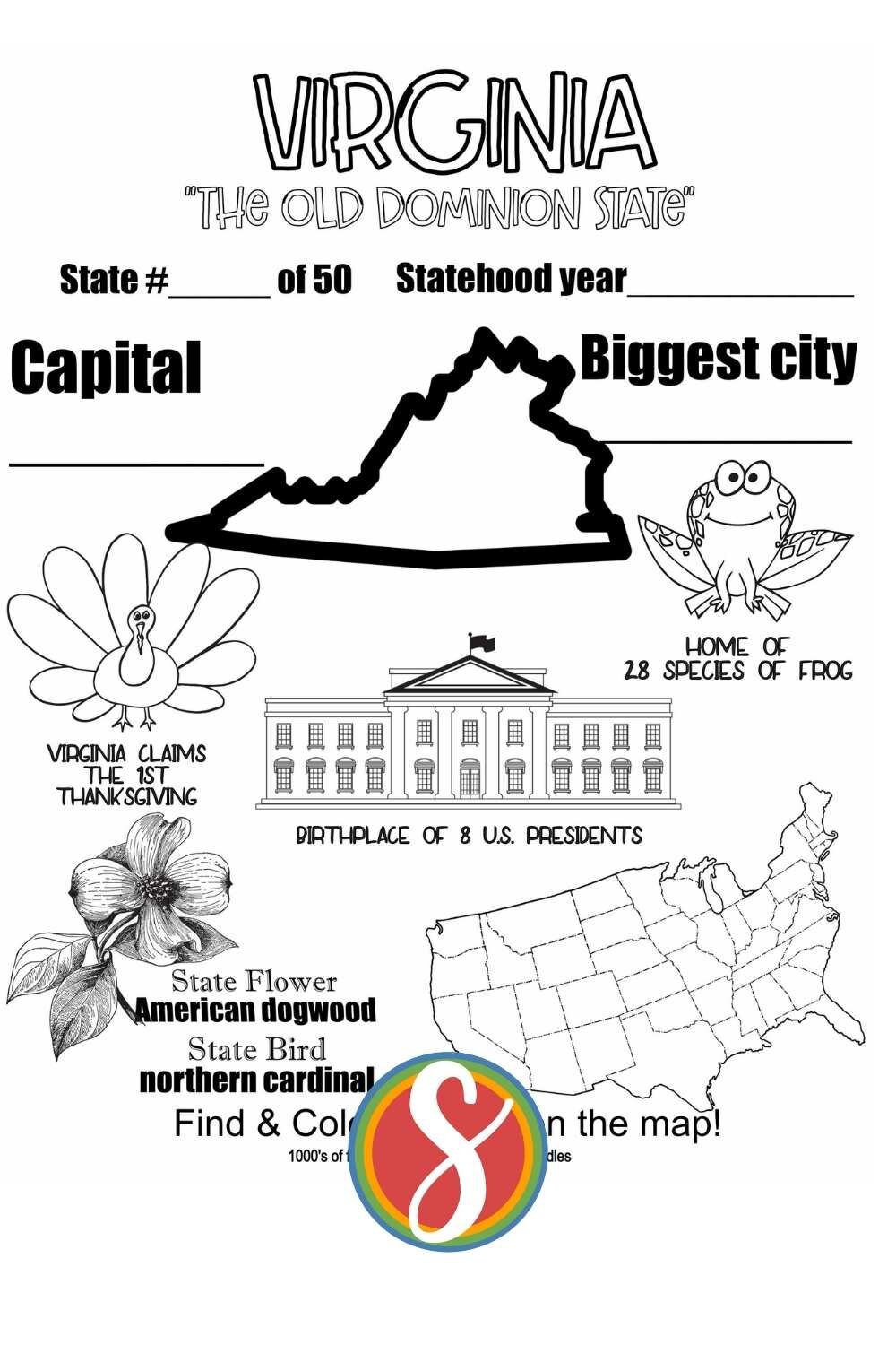 Free virginia coloring pages â stevie doodles