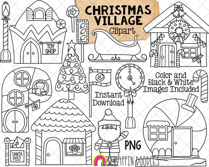 Christmas village clip art