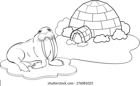 Coloring north pole stock illustration