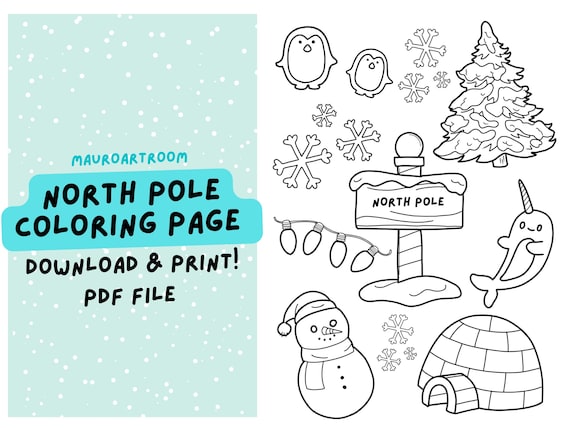 North pole coloring page holiday coloring christmas activities colouring book coloring book download now