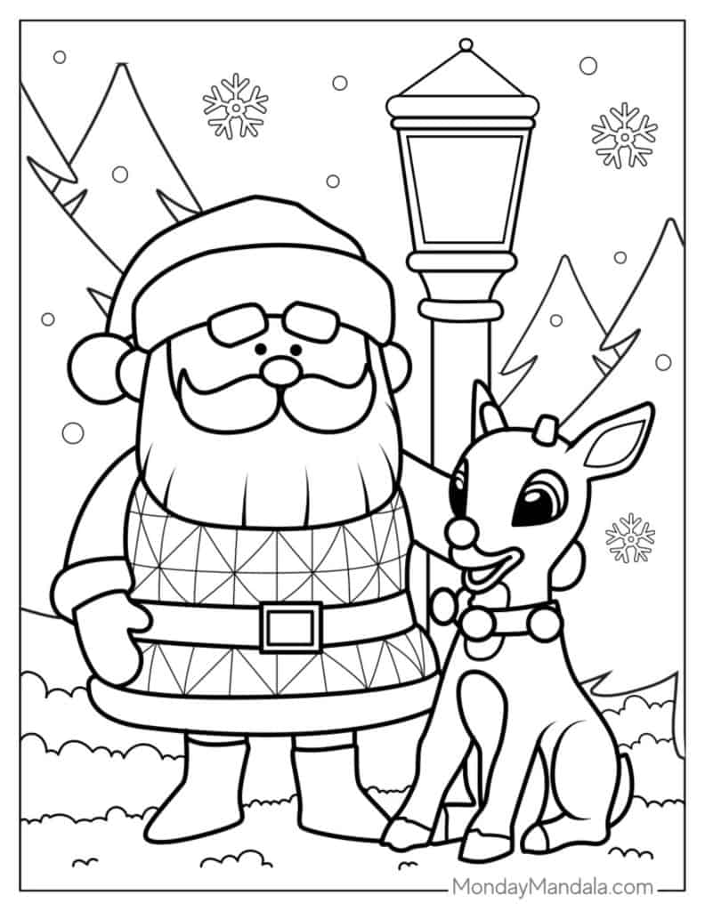 Santa coloring pages free pdf printables