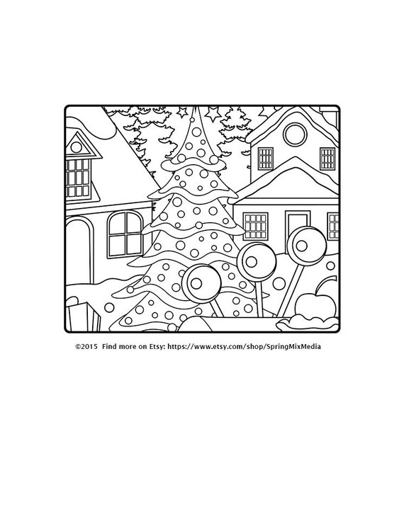 Christmas coloring page holiday xmas north pole christmas treats holiday coloring book adult coloring page