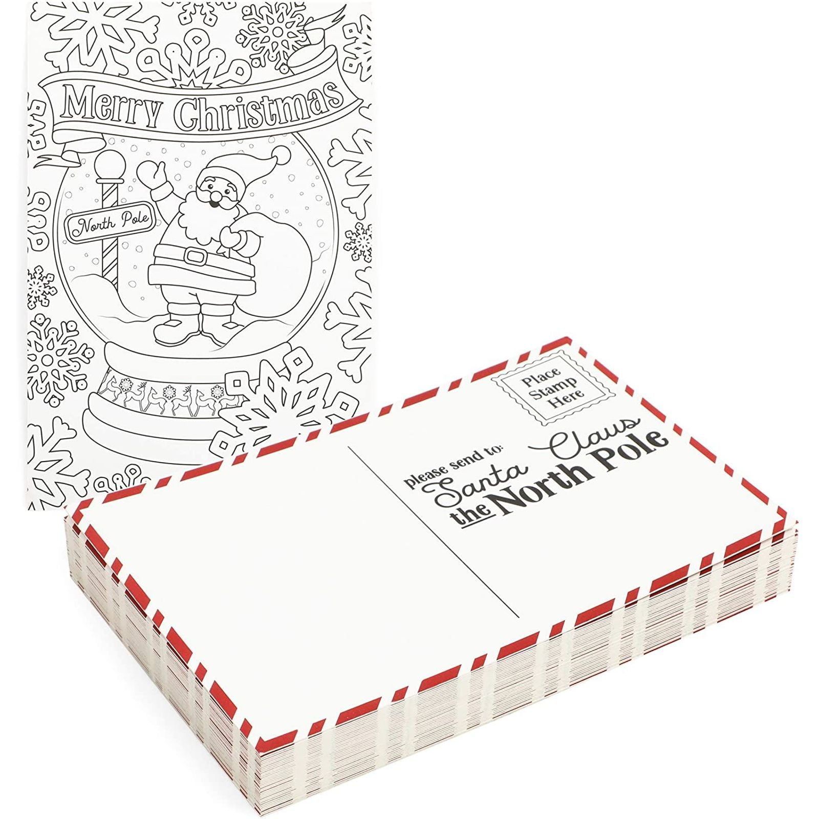 Pack blank christmas postcards for kids coloring xmas holiday letter to santa x in