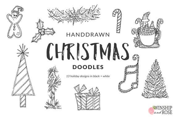 Christmas north pole clip art hand drawn christmas doodle overlays set instant download