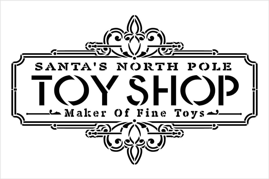 Santa north pole toy shop stencil by diy christmas vintage â stencils
