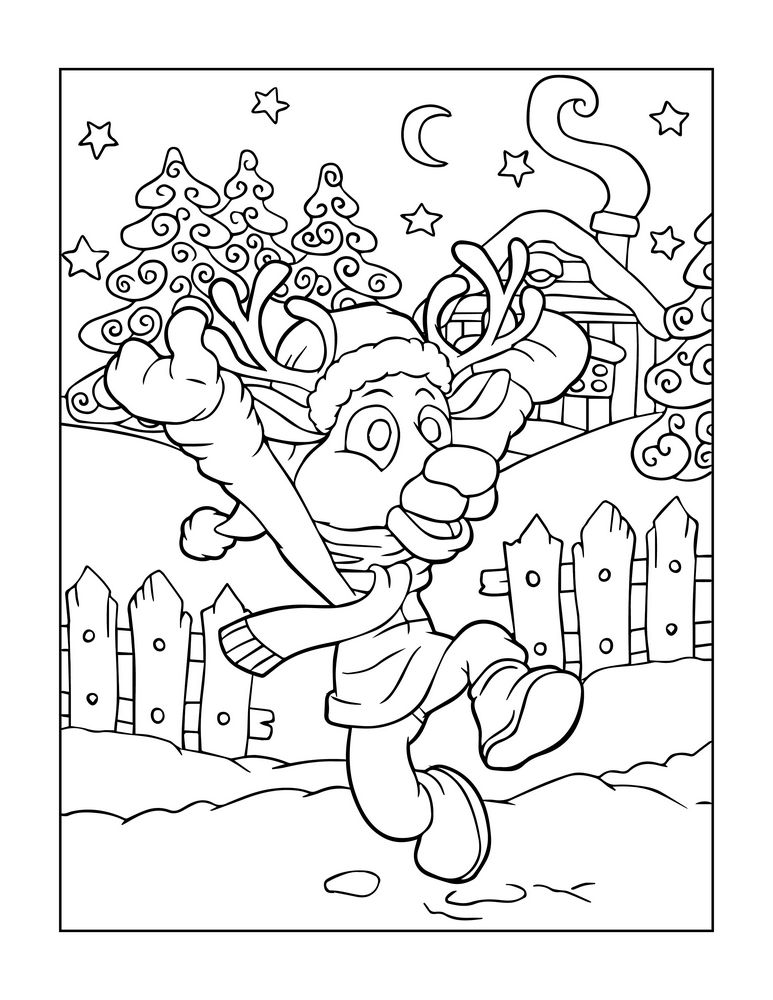 Santas reindeer coloring pages