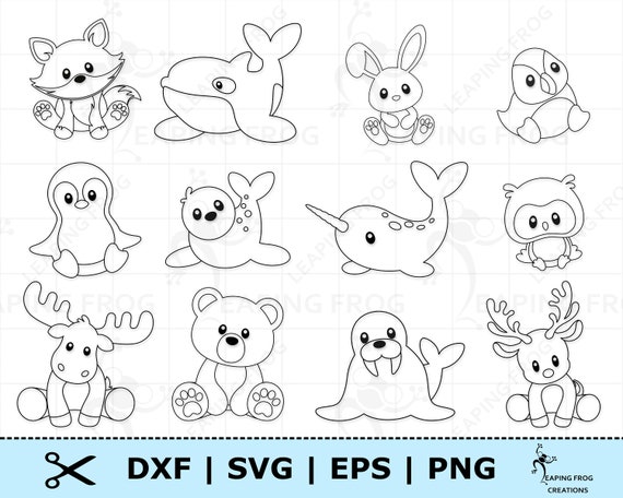 Winter animals svg png cricut cut files silhouette files bundle set outlines stencils arctic christmas dxf eps instant download instant download